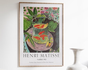 Matisse guldfisktryck, utställningsaffisch, Henri Matisse guldfiskmålning, fauvistiskt konstverk, museitryck, heminredning, väggkonst