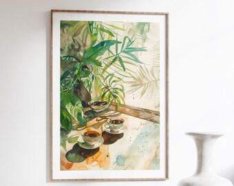 Vintage Coffee Illustration Poster - Retro Kitchen Decor - Charming Italian Travel Inspired Wall Art for Vintage Home Decoration