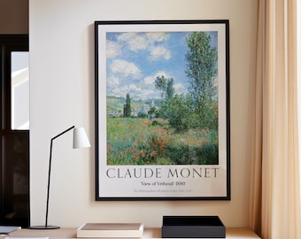 Monet Print: View of Vétheuil Exhibition Poster, Impressionist Landscape Painting, Museum Quality Printed Wall Art