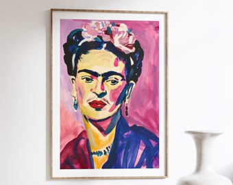 Frida Kahlo Portrait: Matisse-Inspired Feminist Modern Art for Home & Office Decor - Mid-Century Modern Wall Art - Unique Gift Idea