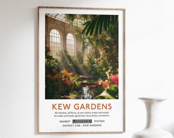 William Morris Inspired Kew Gardens Botanical Print - London Poster - Perfect for Home or Office Décor - Wall Art