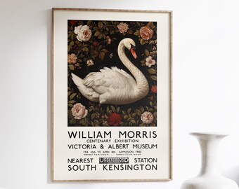 William Morris Swan Print - Vintage Exhibition Poster - Retro Wall Art - Textile Décor - Classic Vintage Poster