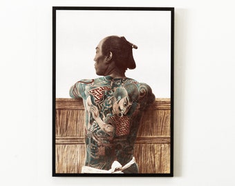 Japanese Tattoo Poster Vintage Photo Tattoo Printed Wall Art Tattoo Studio Decor Oriental Home Decor Japanese Style Tattoo Poster