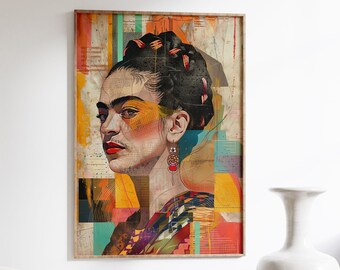 Frida Kahlo Portrait: Surreal Self-Portrait, Feminist Modern Art, Home & Office Decor - Mid-Century Modern Wall Art - Unique Frida Gift Idea