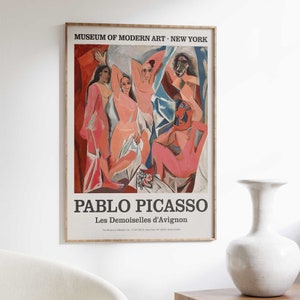 Pablo Picasso Le Cubisme Cubist Exhibition Poster - Les Demoiselles - Modern Art Print for Stylish Home Décor - Cubist Wall Art