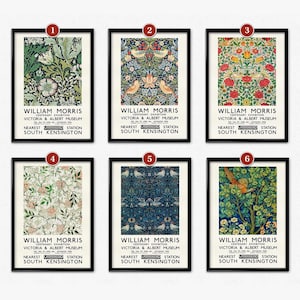 William Morris Print, Exhibition Poster Set, William Morris Art Prints, Art Nouveau Floral Wall Art Set, Vintage Home Decor, Wallpaper Set