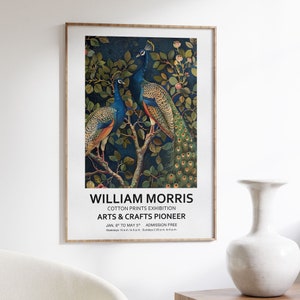 William Morris Peacock Art Print, Art Nouveau Peacocks on Tree, Vintage Wall Decor, Vintage Bird Illustration Wall Art