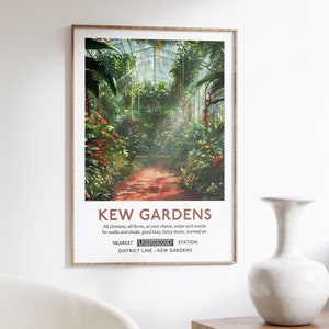 Kew Gardens London Poster - Botanischer Garten Art Print - Grüne Landschaft, Pflanzen, Blumen - Wandkunst, Haus oder Büro Dekor - Art Nouveau Print
