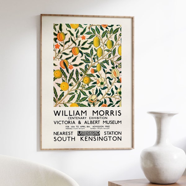 William Morris Poster - Fruit Pattern Print - Art Nouveau Citrus Design - Arts & Crafts Movement - Wallpaper-Inspired Wall Art Home Décor