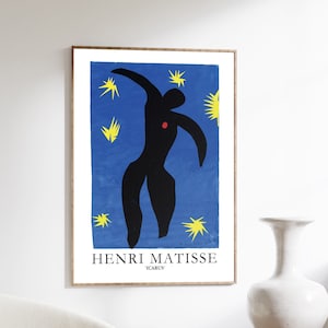 Impression Icare de Matisse, affiche de l'exposition d'art Henri Matisse, découpe Henri Matisse, art mural moderne milieu du siècle, décoration d'intérieur contemporaine