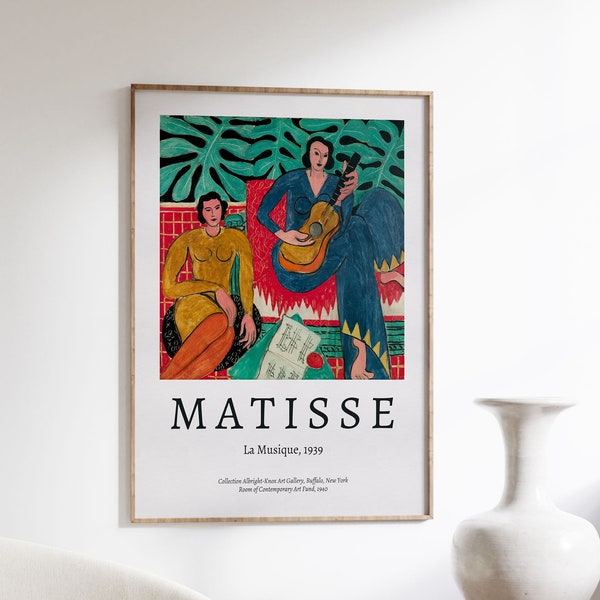 Impression Henri Matisse, affiche d'exposition, La musique, peinture expressionniste, fauvisme, Matisse « La musique », décoration d'intérieur, art mural