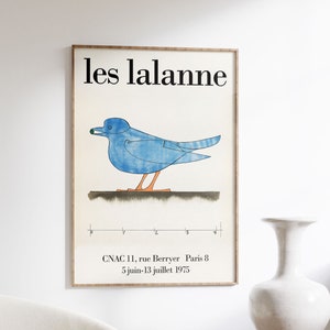 Póster de Les Lalanne, impresión de pájaro azul, póster de exposición moderna de mediados de siglo, decoración moderna para el hogar, arte de pared impreso, póster de pájaro azul