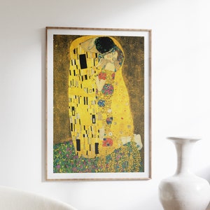 Gustav Klimt Kiss-afdruk, tentoonstellingsposter, art nouveau-schilderij, abstract schilderij, beroemde muurkunst, vintage woondecoratie
