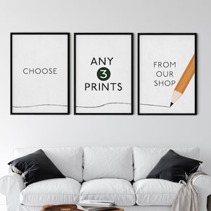 Choose Any 3 Prints, Custom Poster Set, Mix and Match, Home Decor, Wall Art, Your Own Collection, FREE UK DELIVERY