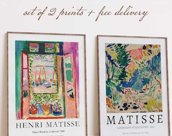 Henri Matisse Print Set, Open Window, Landscape at Collioure, Exhibition Posters, Wall Art & Home Decor, Abstract Landscape Paintings