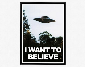 The X-Files Poster I Want To Believe TV Series Fox Mulder Dana Scully Wall Print Art Home Decor