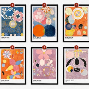 Hilma Klint Poster Set, Art Prints, The Ten Largest, Swans, Paintings for the Temple, Abstract Art, Spiritual, Home Decor, Wall Art
