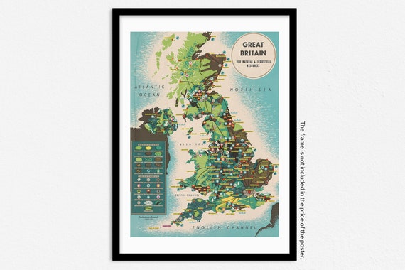 イギリス地図、教育地図、天然資源・産業資源、イングランド地図帳