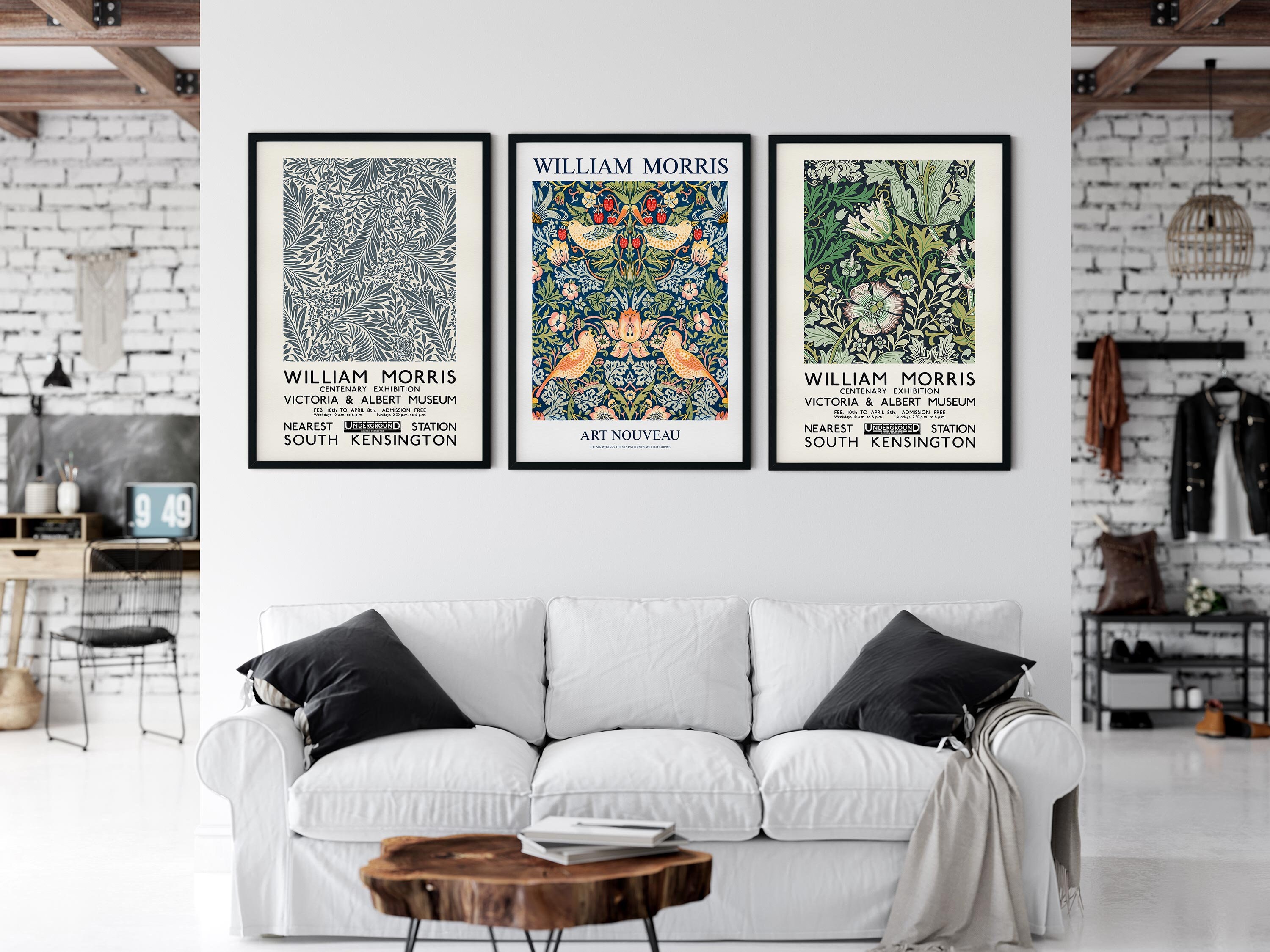 William Morris Print Set of 3 Exhibition Posters, Art Nouveau Floral ...