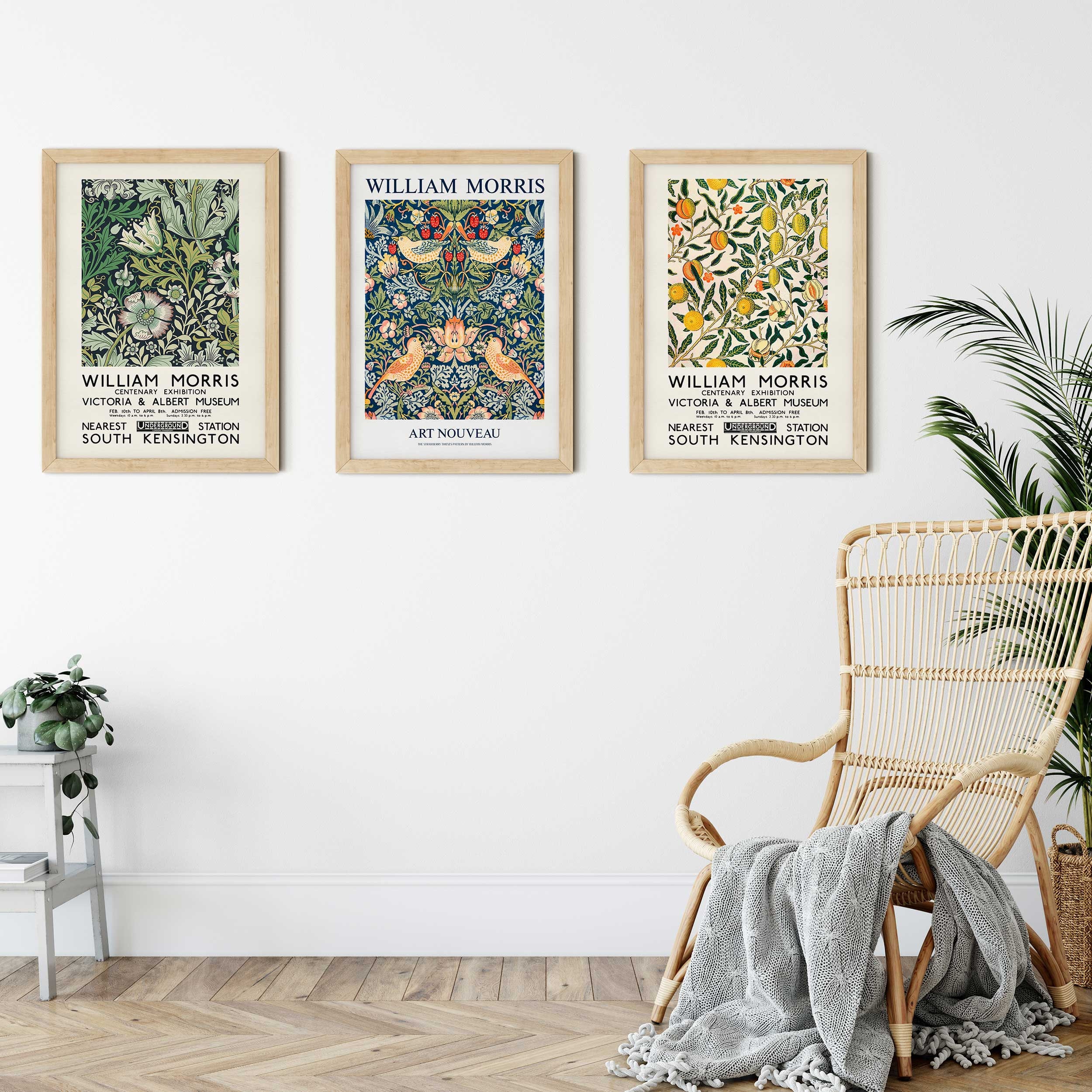 William Morris Print Set, Set of 3 Art Nouveau Prints, Exhibition ...