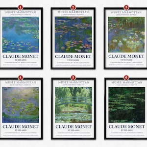 Set of Claude Monet Water Lilies Exhibition Posters - Impressionist Painting Series for Classic Home Wall Decor