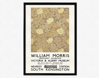 William Morris Art Print, Exhibition Poster, Arts and Crafts, Art Nouveau, Rose, Vintage Wallpaper, Home Decor, Wall Art