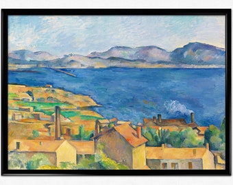 Affiche Cézanne, impression Paul Cézanne, la baie de Marseille, peinture de paysage impressionniste, paysage vintage France, décoration d'intérieur