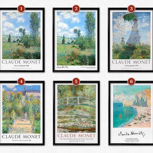 Monet Print Set Poster Collection, Water Lilies Paintings Claude Monet Wall Art Exhibition Posters, Impressionist Landscape Wall Prints
