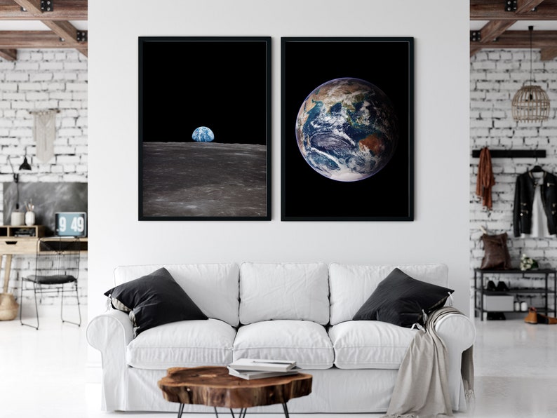 Earth Space Poster Set Nasa Photo Prints Earthrise Moon - Etsy