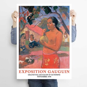 Paul Gauguin Print, Woman Holding a Fruit Painting, Tropical Landscape, Tahitian Woman, Colourful Wall Art, Home Decor