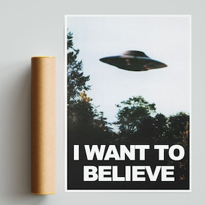 X Files Poster, X Files I Want To Believe, Ufo Print, X Files Tv Series, Retro Home Decor, Wall Art