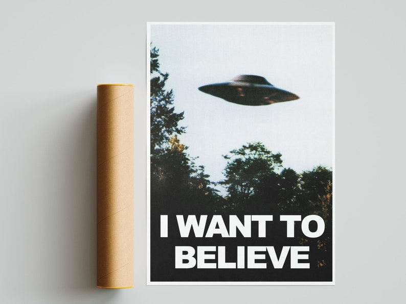 X Files Poster, X Files I Want To Believe, Ufo Print, X Files Tv Series, Retro Home Decor, Wall Art