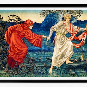 Rare William Morris Tapestry Print, Love Leading the Pilgrim, Art Nouveau Textile Design Victorian Home Decor, Wall Art