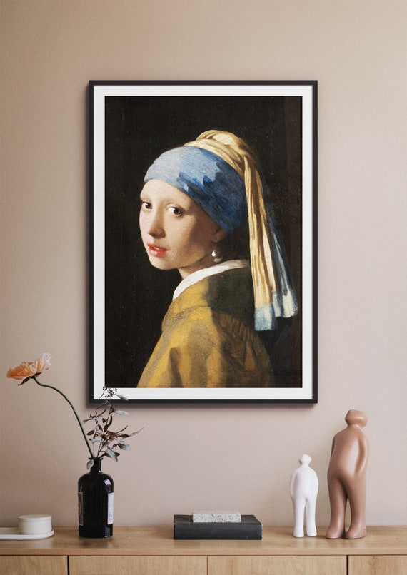 Poster, Österreich Kunstdruck, Wandkunst Etsy mit - Frauenporträt, Dekoration, Klassisches Porträtmalerei, einem Vermeer, Perlenohrring Mädchen Johannes Kunst