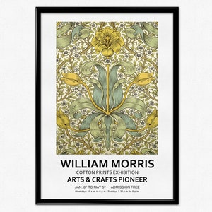 Cartaz da Exposição William Morris, Impressão Spring Thicket, Art Nouveau, Artes e Ofícios, Padrão de Flor Morris, Decoração para Casa, Arte de Parede