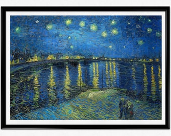 Van Gogh Art Print, Starry Night Over the Rhone, Van Gogh Poster, Impressionism, Landscape Painting, Museum Art Print, France, Home Decor