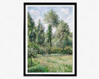 Camille Pissarro tentoonstelling poster, Pissarro print, populieren, Éragny, impressionisme, landschapsschilderkunst, bomen, Frankrijk, woondecoratie, kunst aan de muur