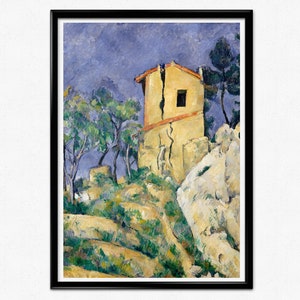 Cézanne Exhibition Poster, Paul Cezanne House with the Cracked Walls Print, Impressionism, Landscape Painting, Aix-En-Provence, Home Decor
