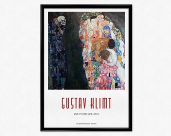 Gustav Klimt Poster, Klimt Art Print, Death and Life, Exhibition Poster, Symbolism, Art Nouveau, Vienna Secession, Home Decor, Wall Art