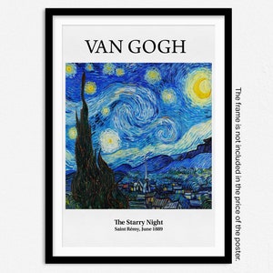 Van Gogh Sternennacht Poster, Ausstellungsposter, Saint Rémy Abstrakte Landschaft, Dekoration, Wandkunst, Berühmte Gemälde