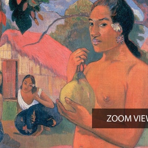 Paul Gauguin Print, Woman Holding a Fruit Painting, Tropical Landscape, Tahitian Woman, Colourful Wall Art, Home Decor