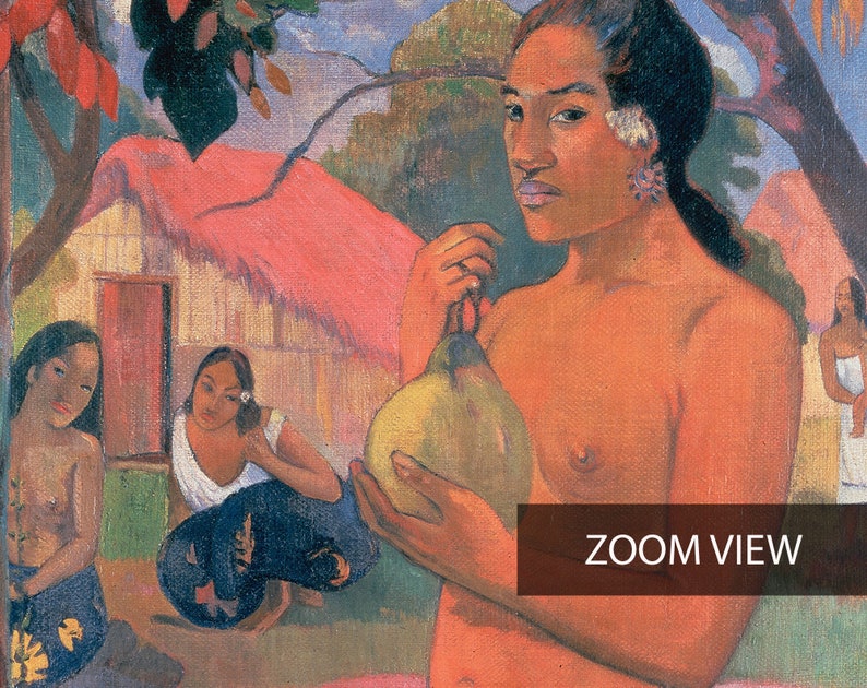 Paul Gauguin Print, Woman Holding a Fruit Painting, Tropical Landscape, Tahitian Woman, Colourful Wall Art, Home Decor