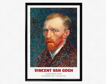 Van Gogh Exhibition Poster, Vincent Van Gogh Print, Self Portrait Painting, Impressionist Portrait, Museum Print, Home Decor, Wall Art