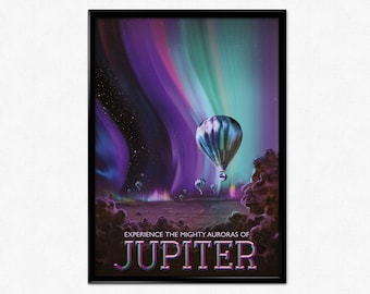Póster de la NASA, Espacio, Astronomía, Júpiter, Serie Visiones del Futuro de la NASA, Póster espacial, Ilustración futurista, Ciencia ficción, Decoración del hogar