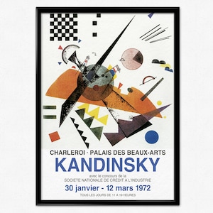 Kandinsky Print Modern Art Exhibition Poster, Orange Painting Mid Century Modern Abstract Wall Art Home Office Decor, Bauhaus Style Poster