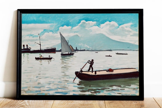 ヴィンテージの海の絵画、アルバート・マルケットのナポリ湾