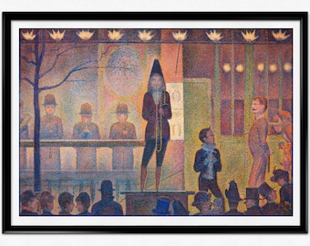 Georges Seurat Print Exhibition Poster, Circus Sideshow Impressionist Painting, Pointillist Style Painting, Vintage French Art Home Decor