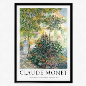 Claude Monet Exhibition Poster, Camille Monet in the Garden at Argenteuil, Impressionism, Landscape Painting, Museum Print, Home Decor