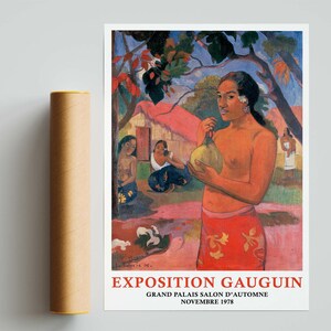 Paul Gauguin Print, Woman Holding a Fruit Painting, Tropical Landscape, Tahitian Woman, Colourful Wall Art, Home Decor