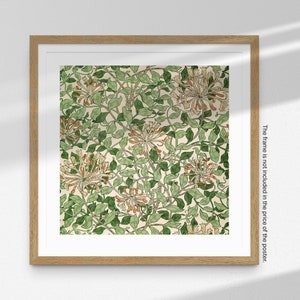 Impression carrée William Morris, illustration de fleur de chèvrefeuille, affiche carrée, travaux manuels, décoration d'intérieur, art mural